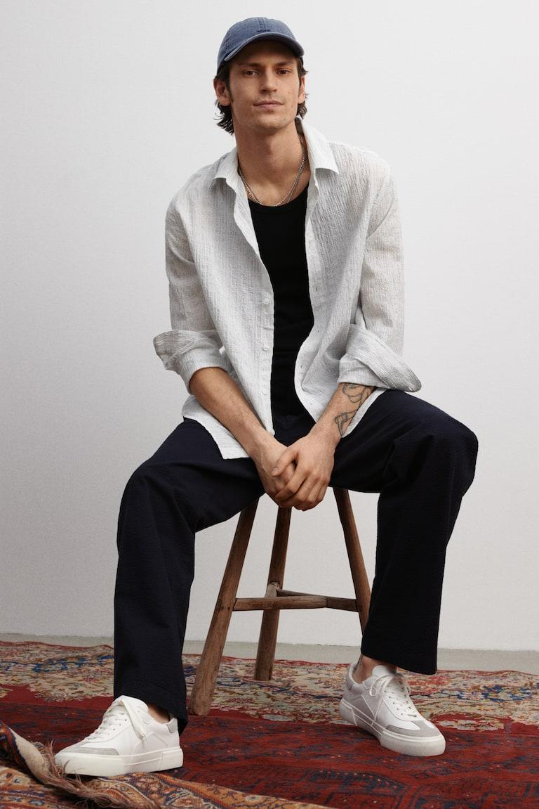 H&M Pantalón de sirsaca Relaxed Fit - Azul marino - HOMBRE Rebajas baratas