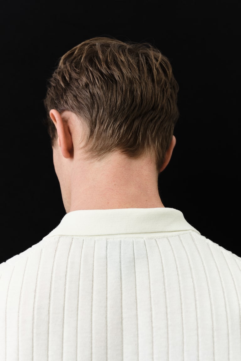 H&M Polo en punto de canalé Slim Fit - Crema - HOMBRE En línea
