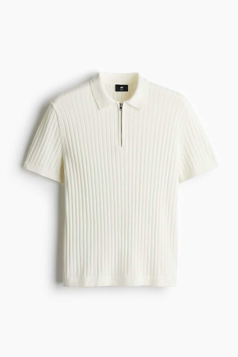 H&M Polo en punto de canalé Slim Fit - Crema - HOMBRE En línea