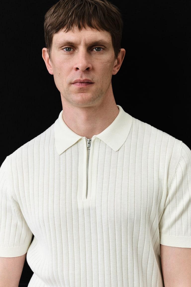 H&M Polo en punto de canalé Slim Fit - Beige oscuro - HOMBRE