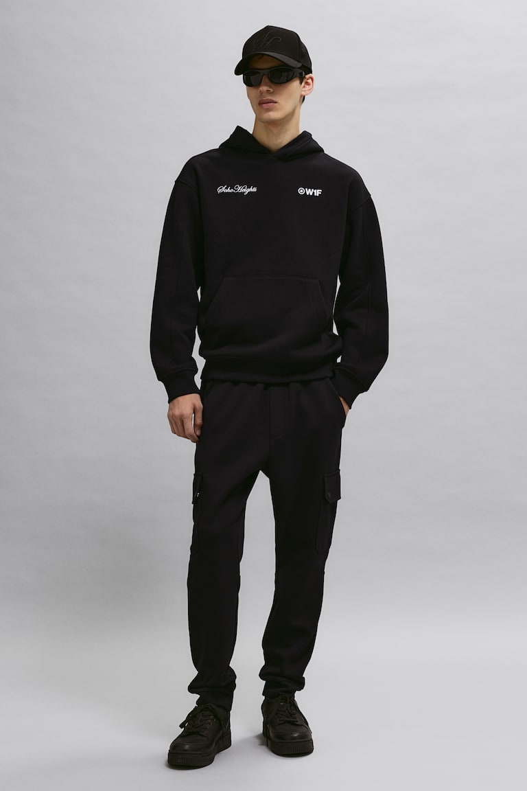 H&M Sudadera con capucha y estampado Loose Fit - Blanco - HOMBRE Ventas relámpago