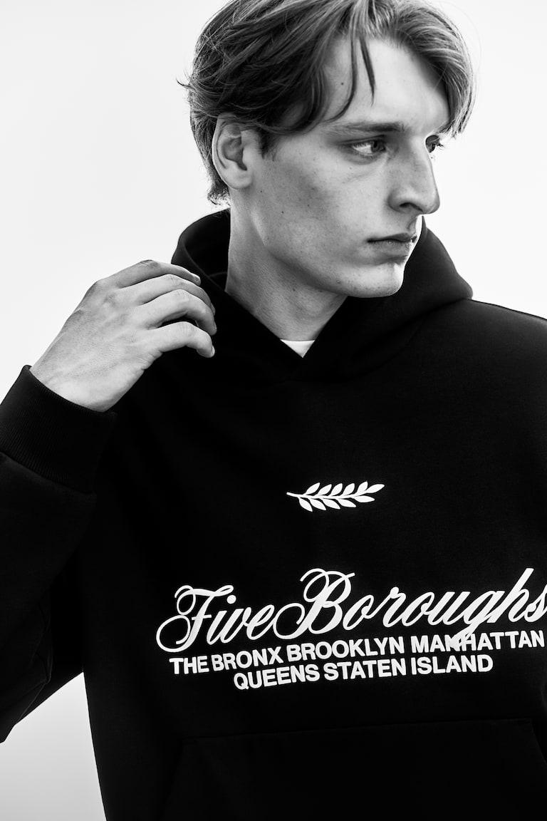 H&M Sudadera estampada con capucha Loose Fit - Negro/Five Boroughs - HOMBRE Envío gratis