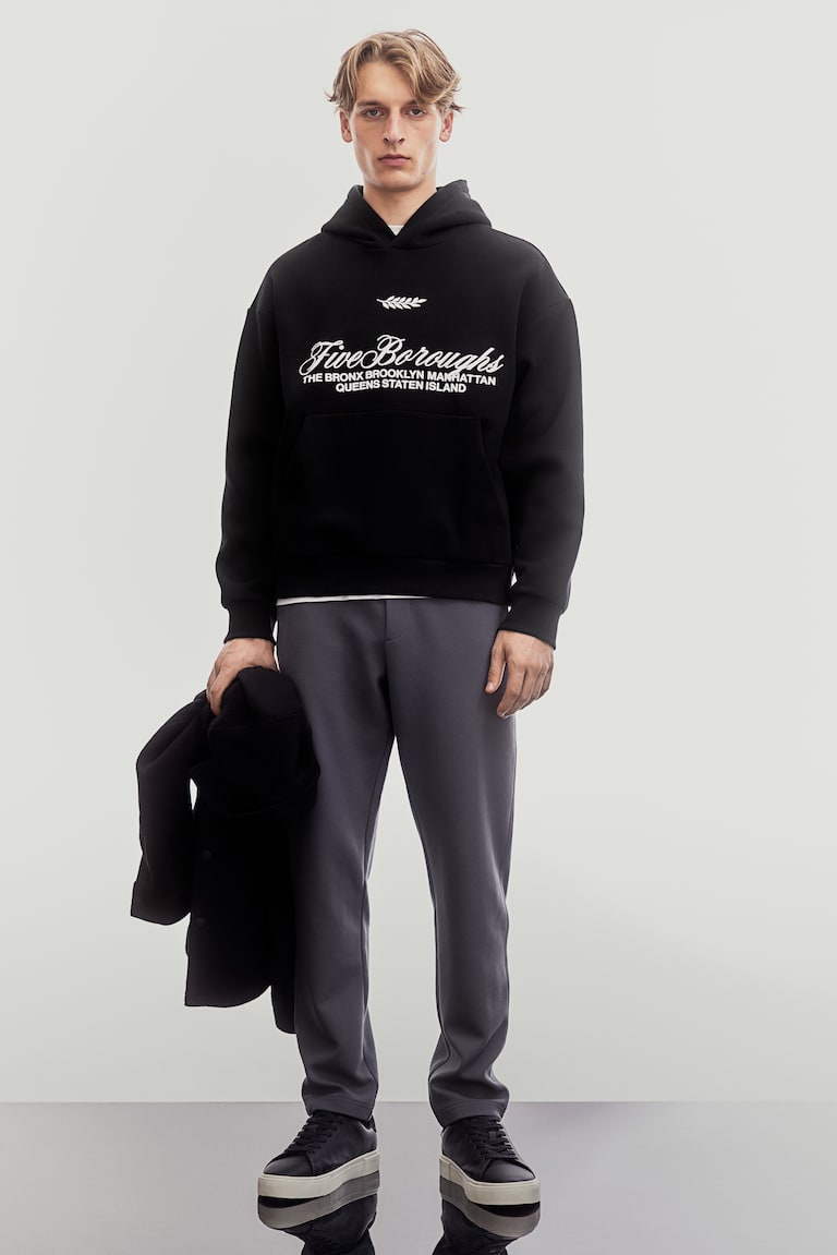 H&M Sudadera estampada con capucha Loose Fit - Beige - HOMBRE Oferta especial