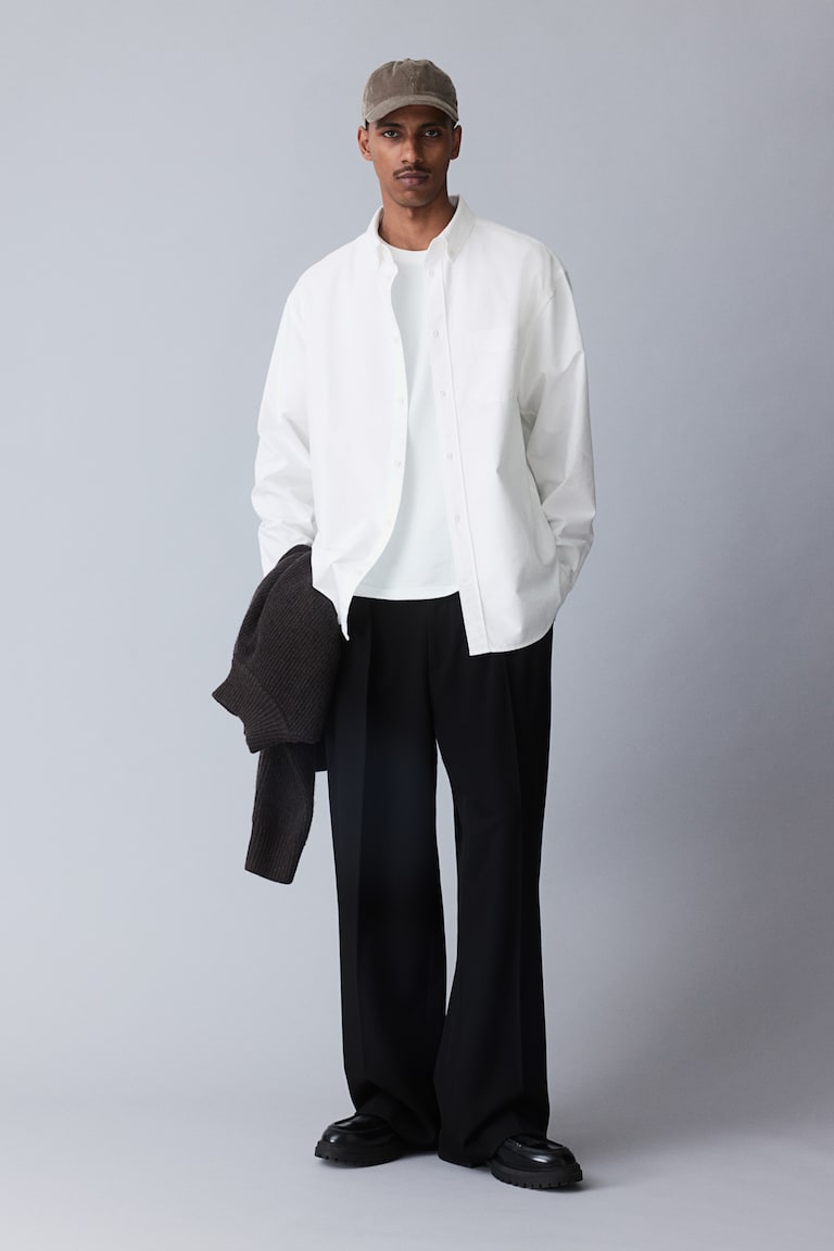 H&M Camisa Oxford Regular Fit - Blanco - HOMBRE