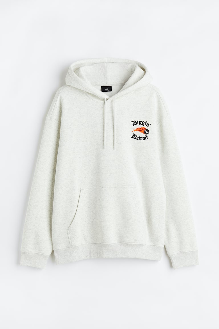 H&M Sudadera con capucha y estampado Loose Fit - Blanco/Cascade Lake - HOMBRE Última moda