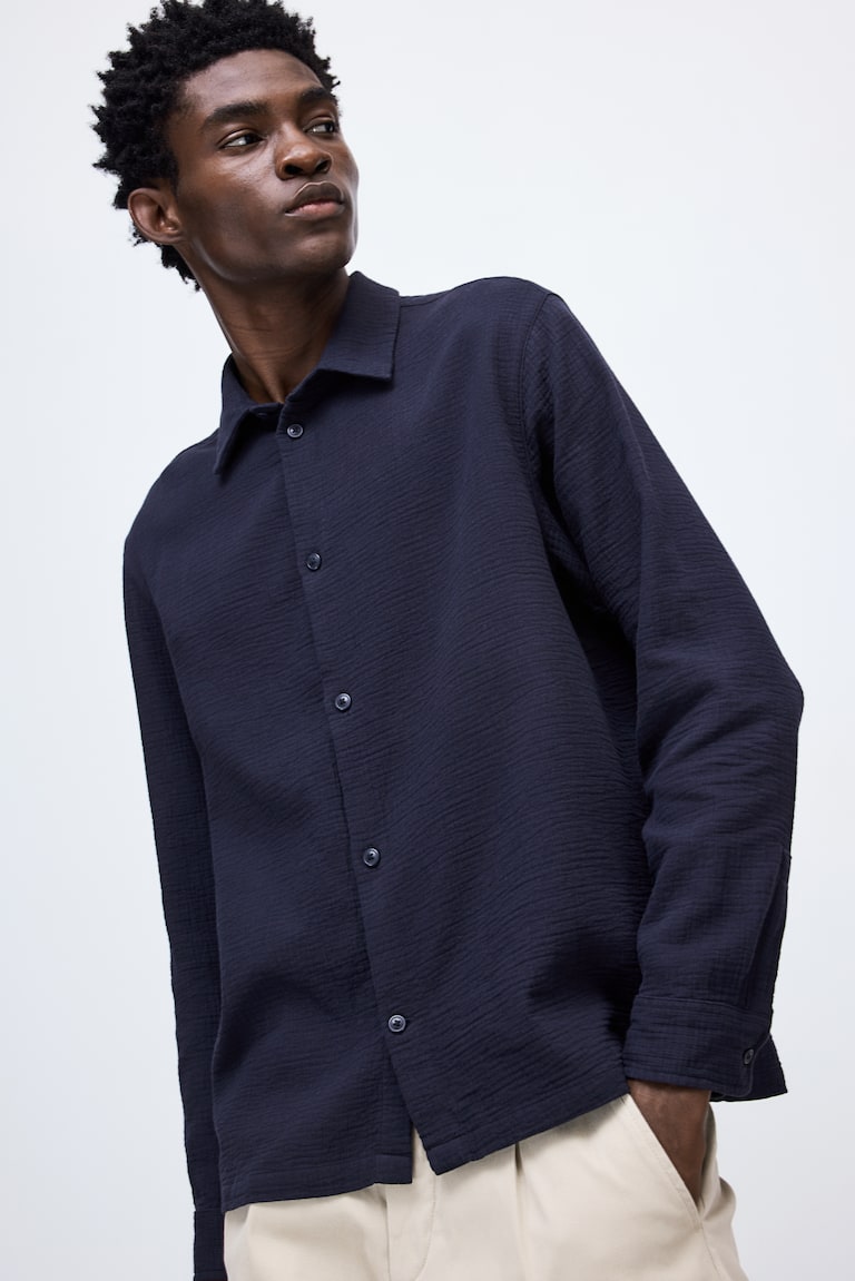 H&M Camisa Regular Fit - Azul marino - HOMBRE Ventas relámpago