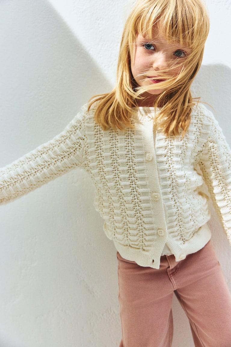 H&M Cárdigan en punto pointelle - Crema - NIÑOS Rebajas online