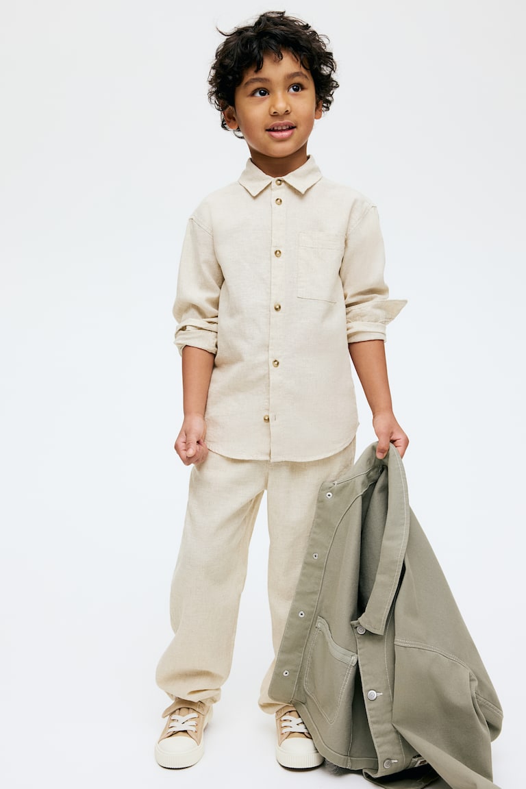 H&M Camisa en mezcla de lino - Azul/Rayas - NIÑOS Solo queda un día