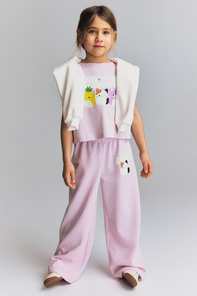 H&M Conjunto de camiseta y joggers con estampado - Azul/Pata Daisy - NIÑOS