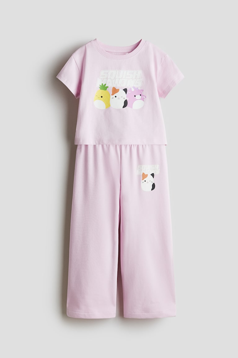 H&M Conjunto de camiseta y joggers con estampado - Rosa claro/Squishmallows - NIÑOS En línea