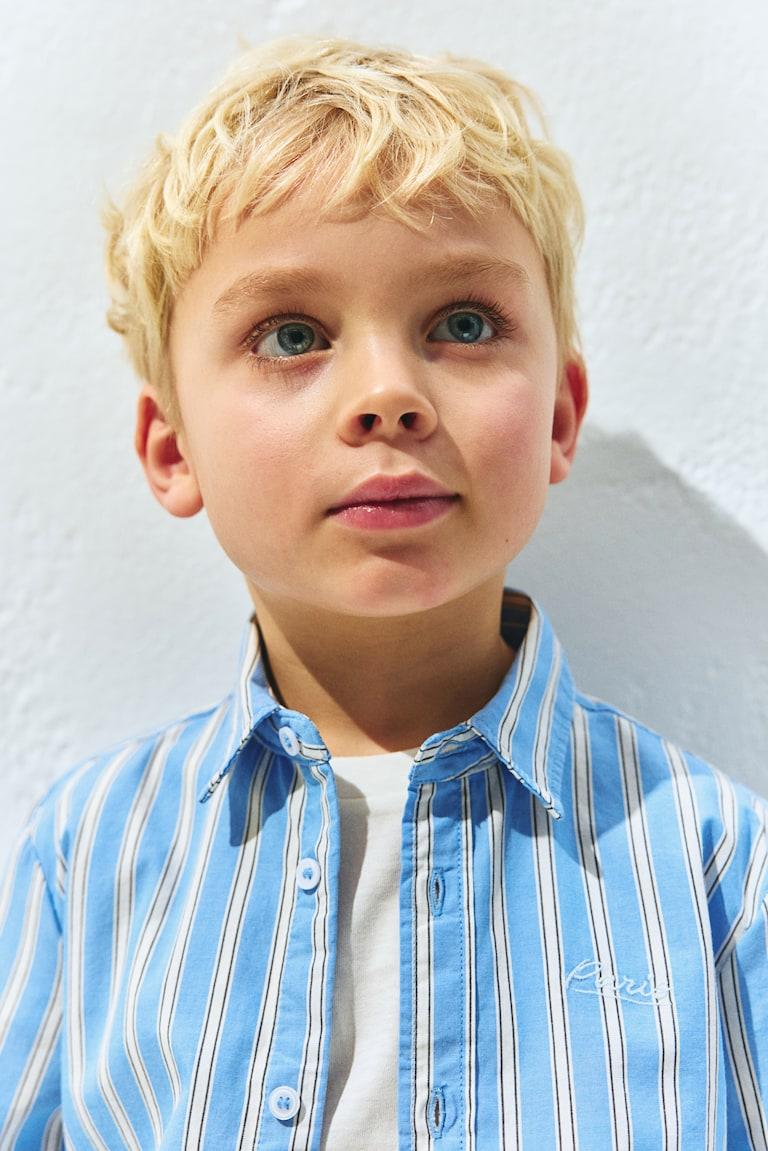 H&M Camisa en popelina de algodón - Azul claro/Rayas - NIÑOS Grandes descuentos