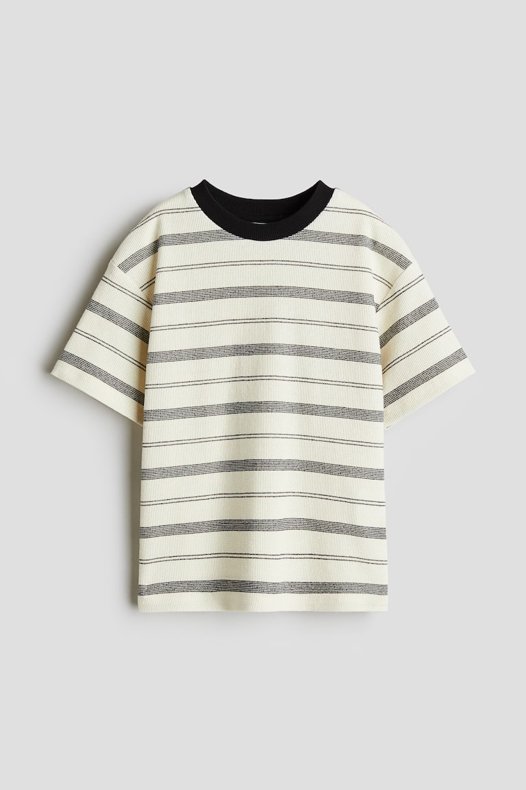 H&M Camiseta de corte holgado en jacquard - Amarillo claro/Rayas - NIÑOS Limitado a 3 días