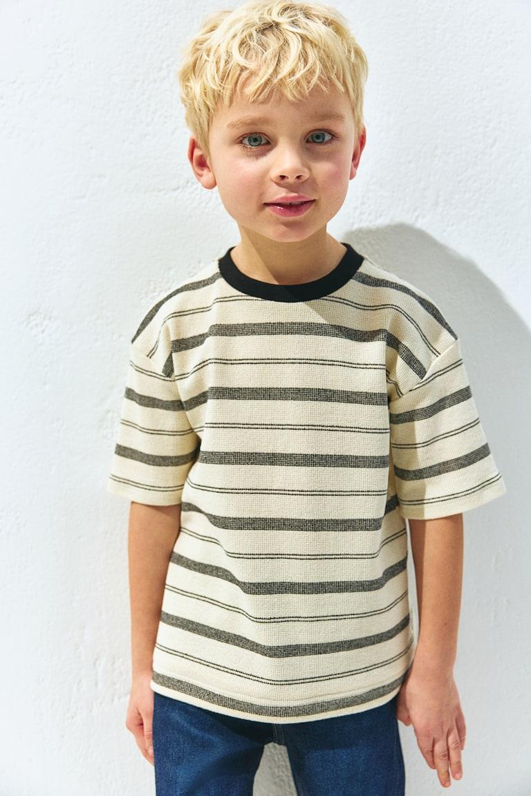 H&M Camiseta de corte holgado en jacquard - Amarillo claro/Rayas - NIÑOS Ahorra y exporta