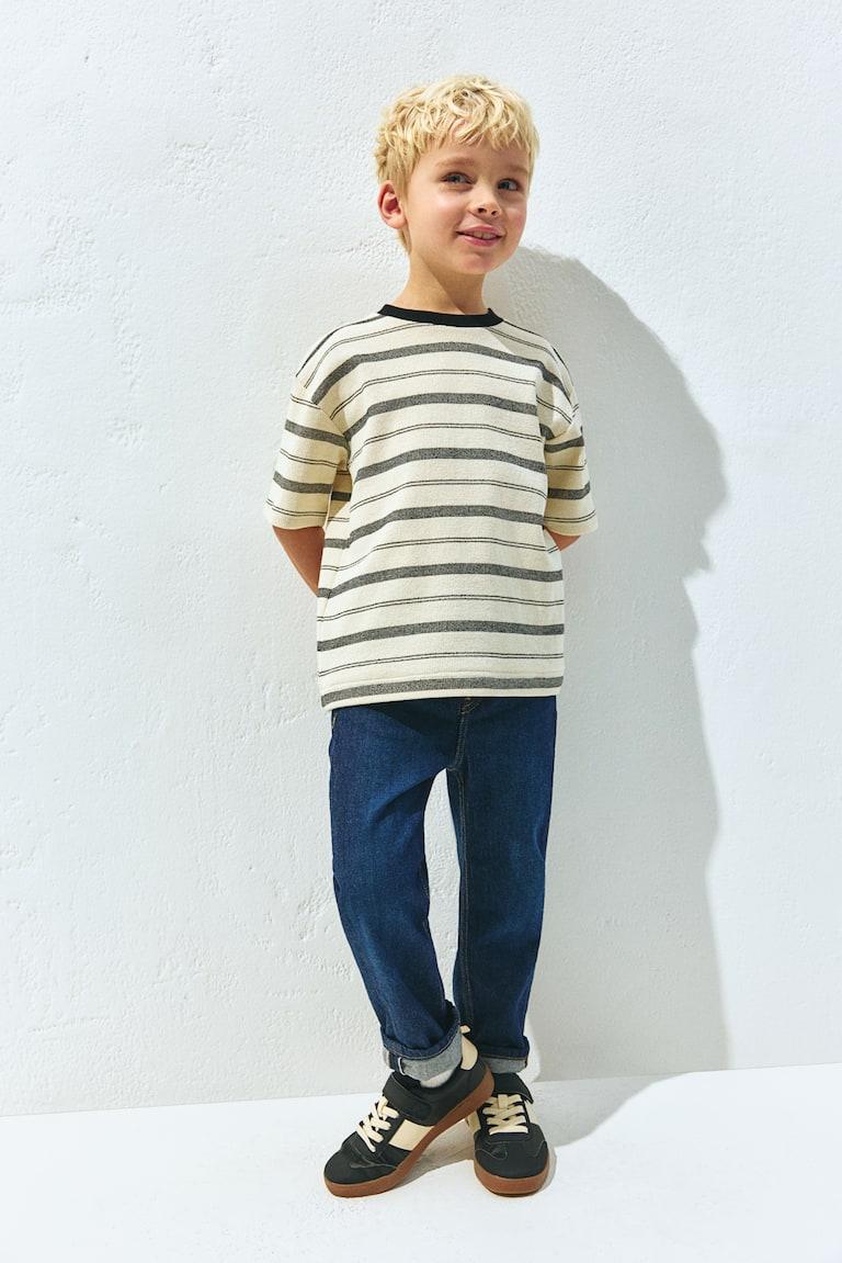 H&M Camiseta de corte holgado en jacquard - Amarillo claro/Rayas - NIÑOS Ahorra y exporta
