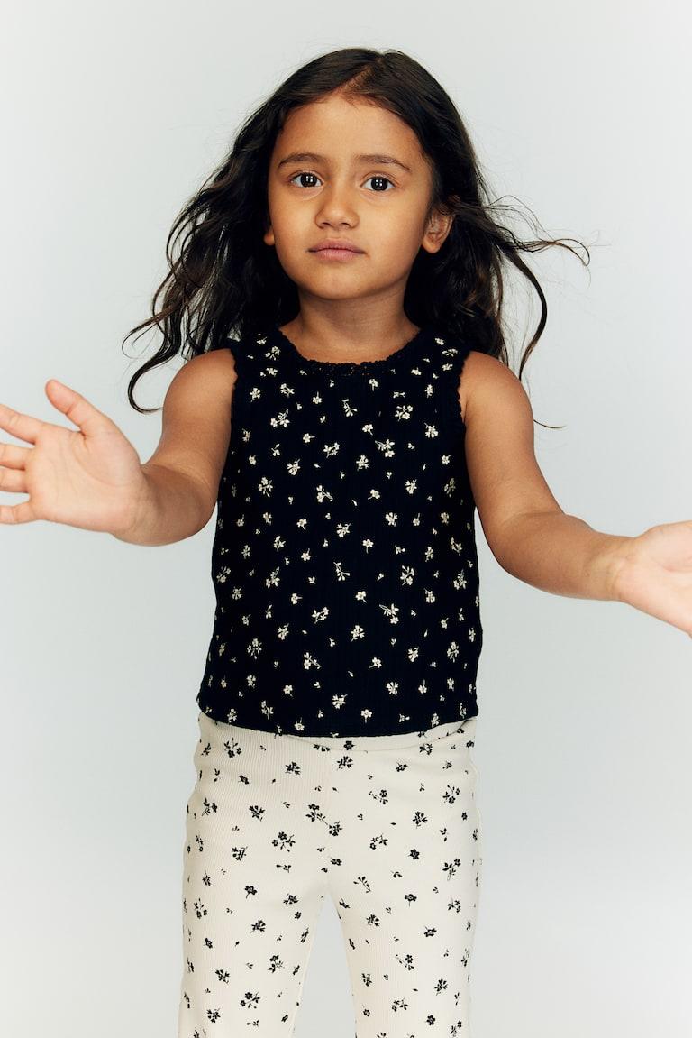 H&M Leggings acampanados - Crema/Floral - NIÑOS Rebajas de fin de temporada