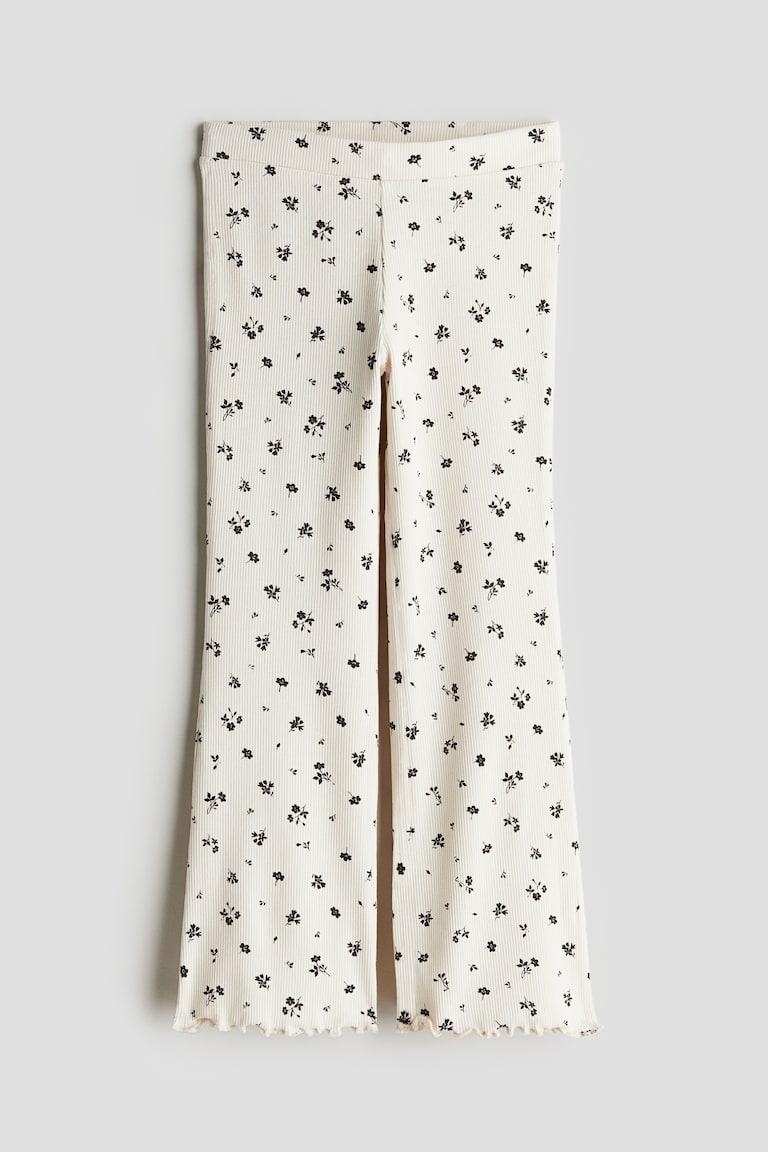 H&M Leggings acampanados - Crema/Floral - NIÑOS Rebajas de fin de temporada