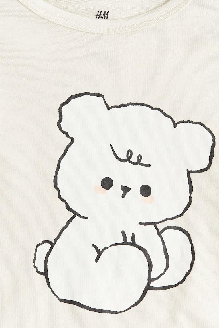 H&M Camiseta de algodón con motivo estampado - Crema/Oso de peluche - NIÑOS Outlet