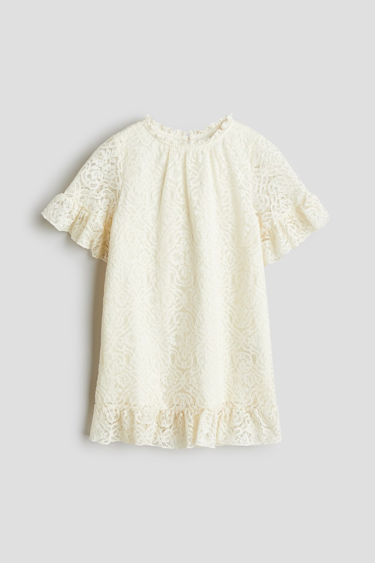 H&M Vestido de encaje con ribetes de volante - Azul claro - NIÑOS