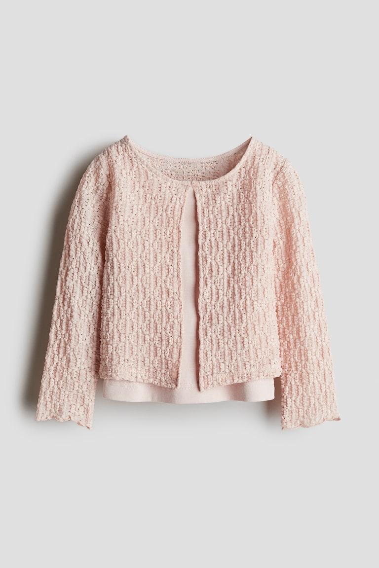 H&M Conjunto de camiseta y cárdigan - Rosa empolvado claro - NIÑOS