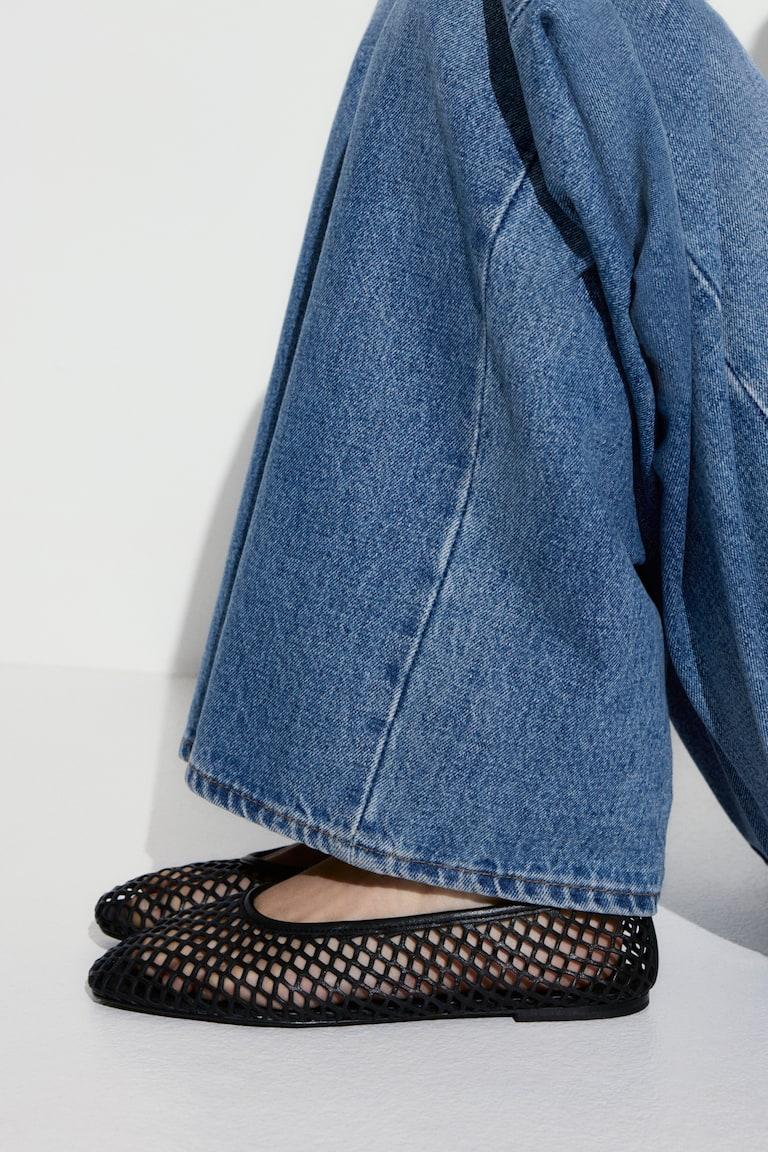H&M Bailarinas de piel con diseño calado - Plateado - MUJER Gran oferta