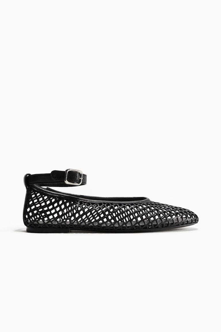 H&M Bailarinas de piel con diseño calado - Plateado - MUJER Gran oferta