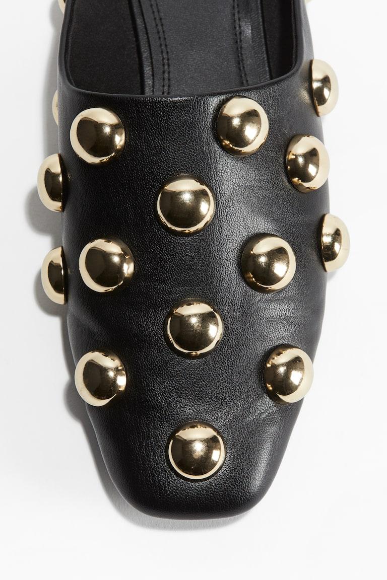 H&M Mules con detalles decorativos - Negro/Strass - MUJER Solo queda un día