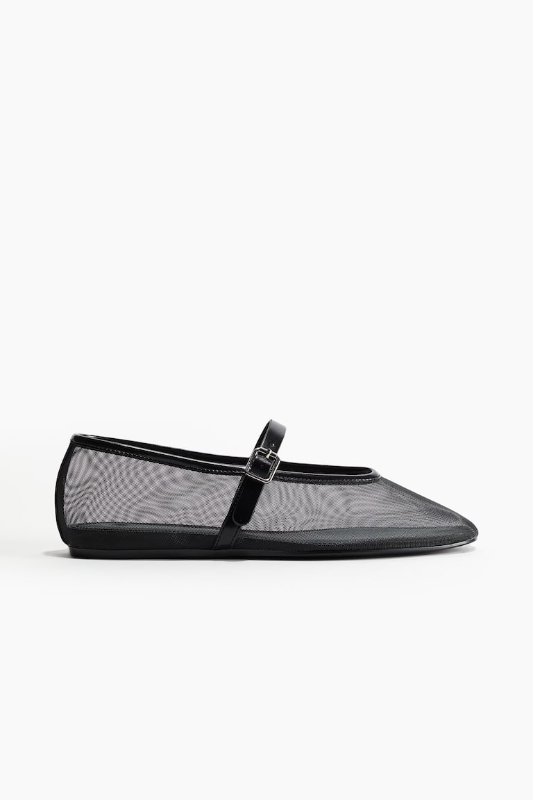 H&M Bailarinas de malla estilo merceditas - Negro - MUJER Ofertas especiales