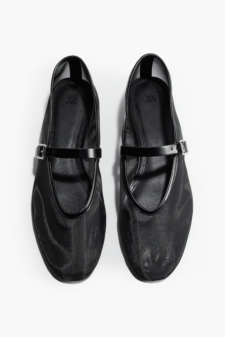 H&M Bailarinas de malla estilo merceditas - Negro - MUJER Ofertas especiales