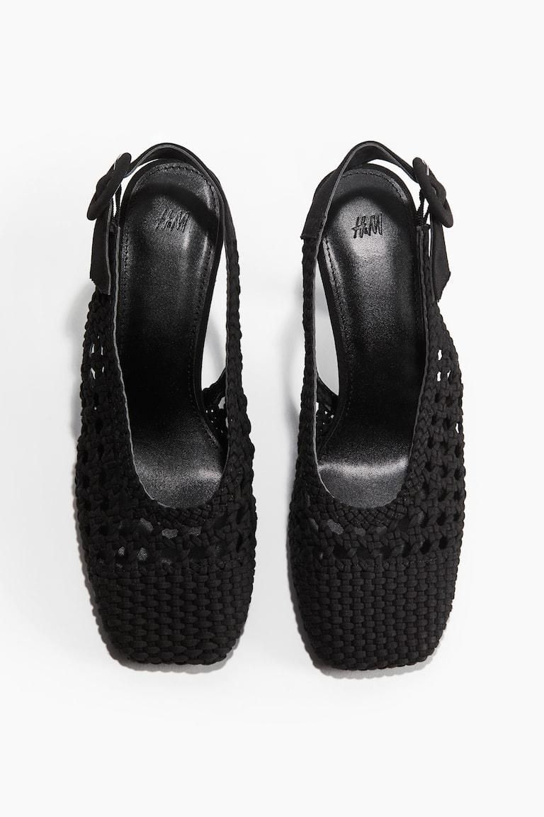 H&M Salones destalonados en lona trenzada - Negro - MUJER Descuento