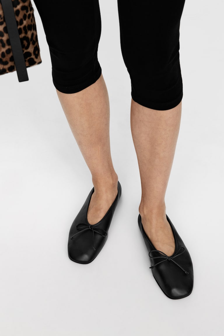 H&M Leather Ballet Flats - Negro - MUJER Oferta especial