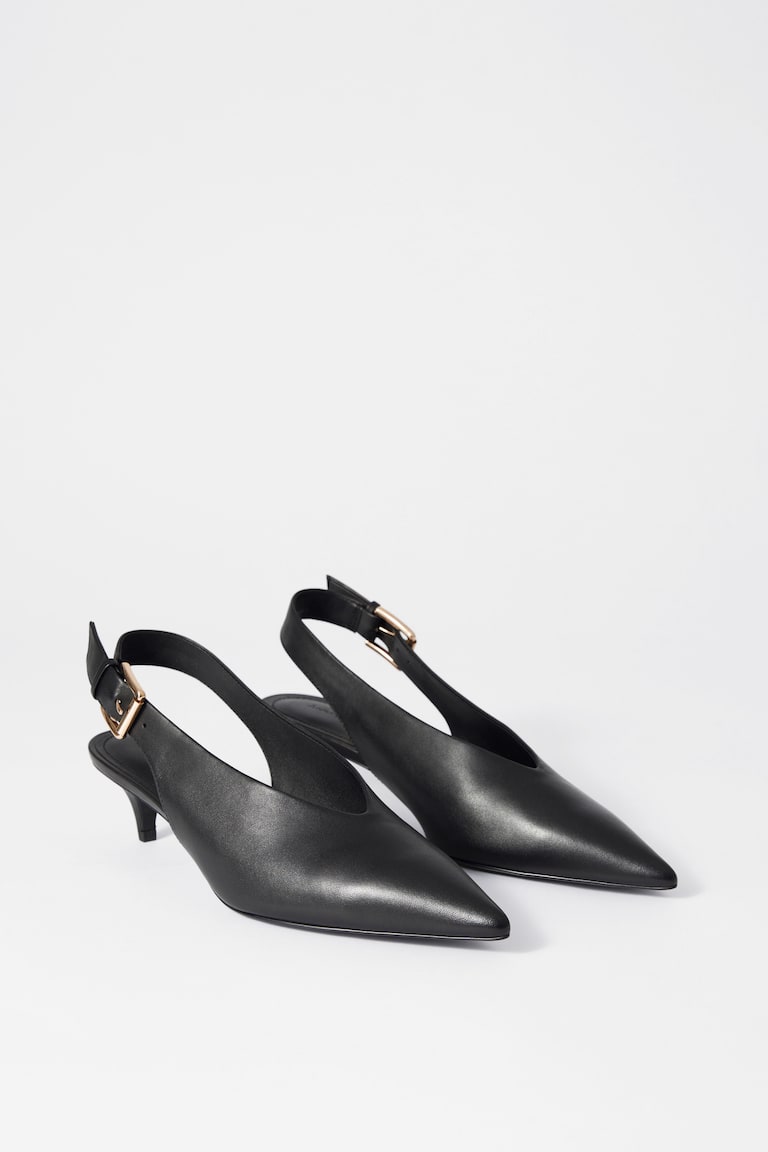 H&M Tacones tipo "kitten heel" destalonados de piel - Negro - MUJER Último día
