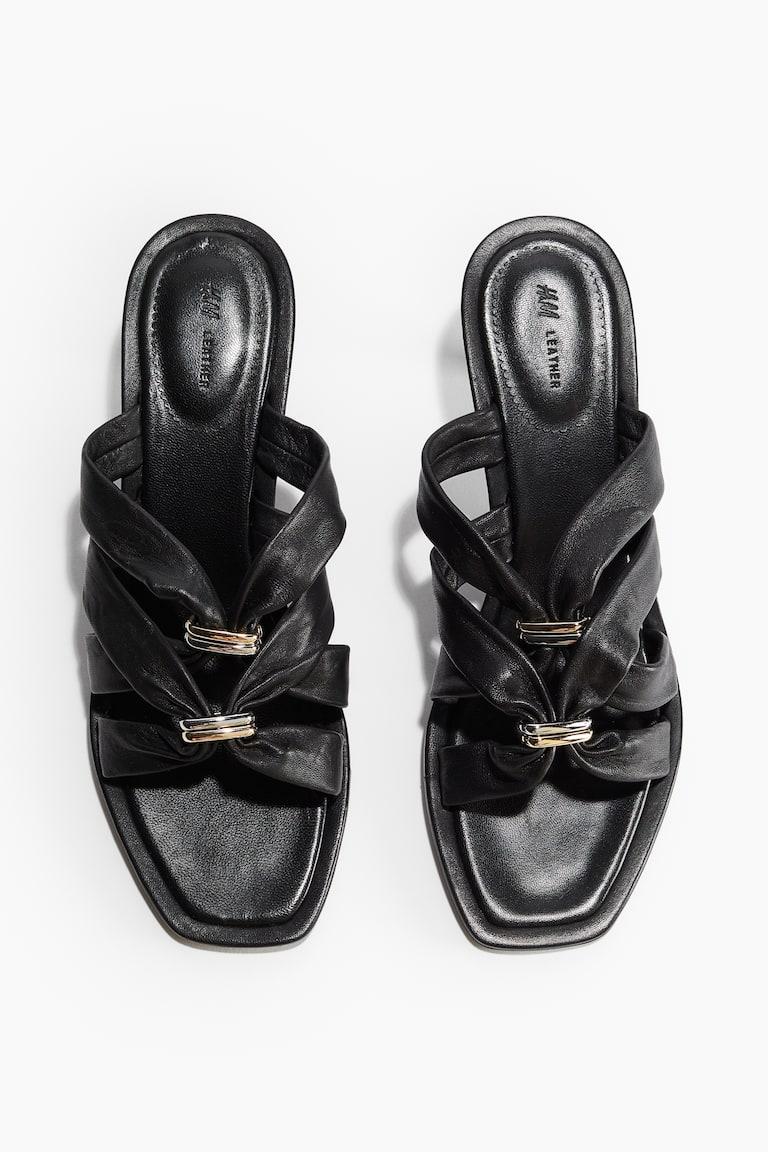H&M Sandalias de piel con tacón - Negro - MUJER Devoluciones gratuitas