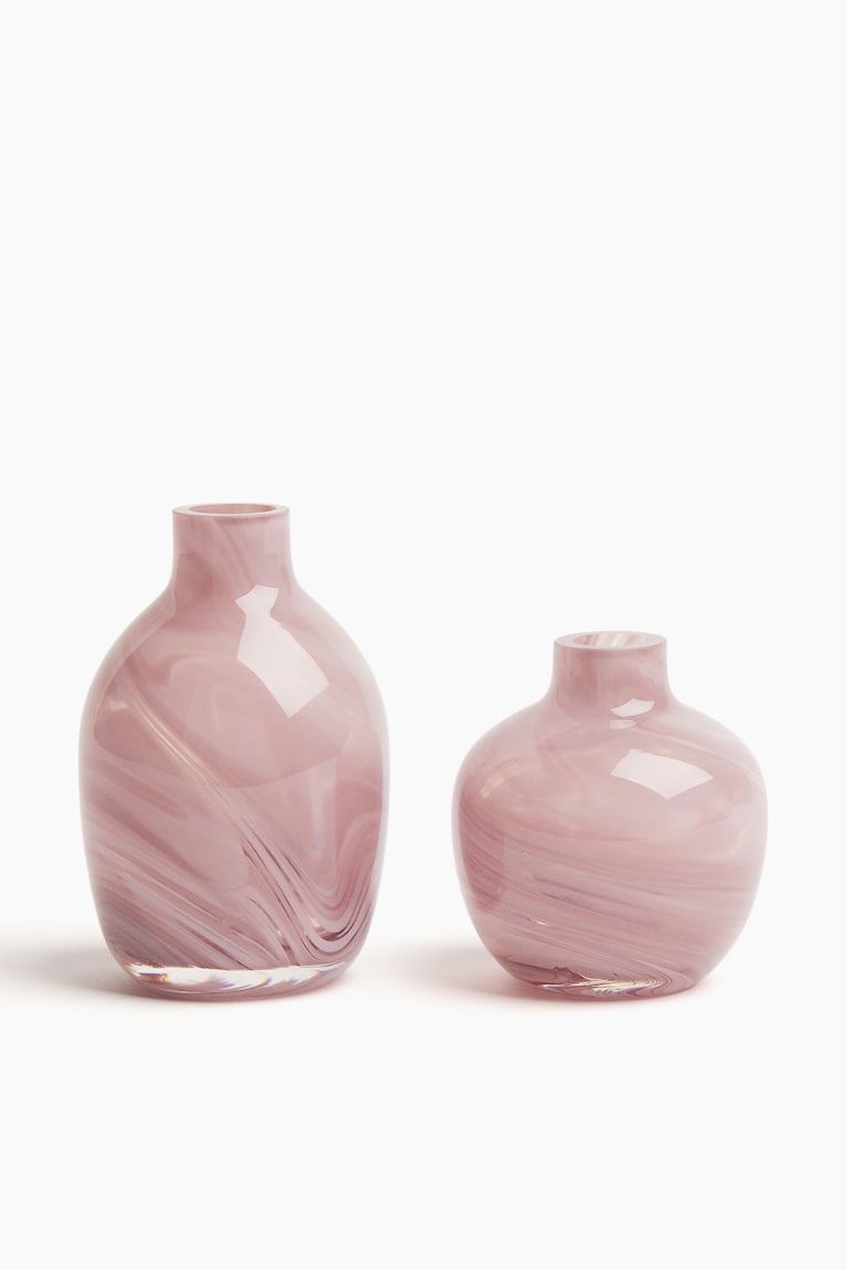 H&M Pack de 2 jarrones mini de vidrio - Rosa empolvado - HOME Rebajas de fábrica