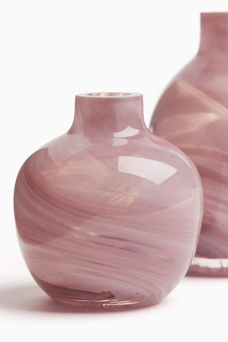 H&M Pack de 2 jarrones mini de vidrio - Rosa empolvado - HOME Rebajas de fábrica