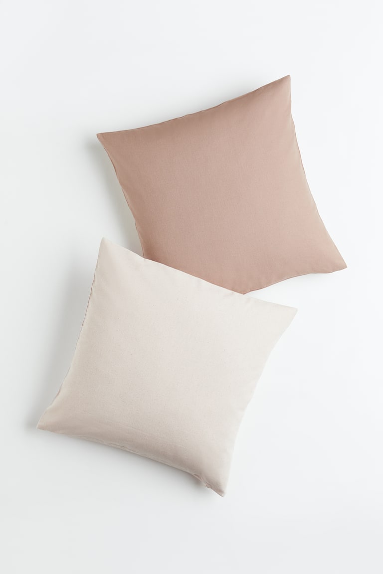 H&M Pack de 2 fundas de cojín en lona de algodón - Rosa empolvado/Marrón - HOME Últimos 2 días