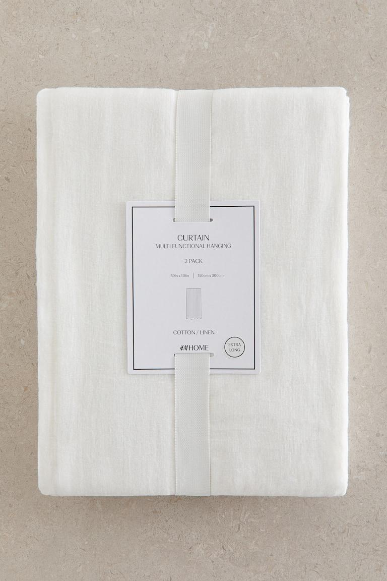 H&M Pack 2 paneles de cortina largos en mezcla de lino - Beige - HOME Superdescuento