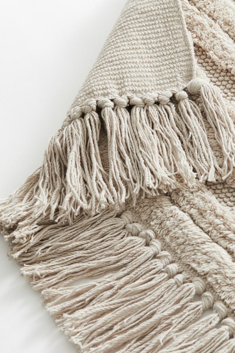H&M Alfombra de baño de algodón con flecos - Beige claro - HOME Rebajas online