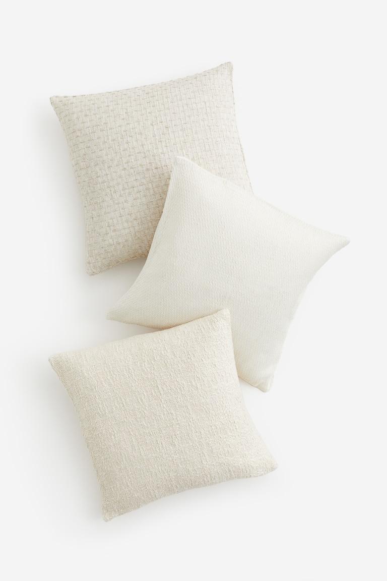 H&M Pack de 3 fundas de cojín en tejido con textura - Beige/Blanco - HOME ÚLTIMAS EDICIONES